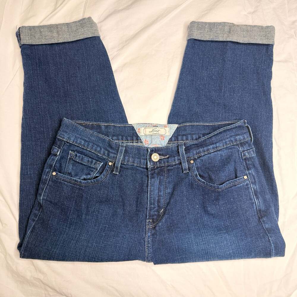 Levi's Women's Dark Wash Cropped Cuffed Jeans